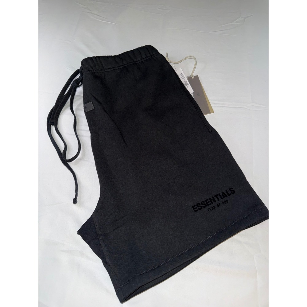 Fear of God Essentials Black Fleece Sweat Shorts XL NWT Logo Drawstring